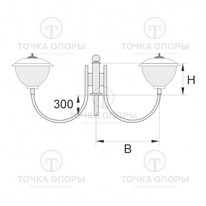 К30-0,5-0,6-1-5 торшерный двухрожковый кронштейн