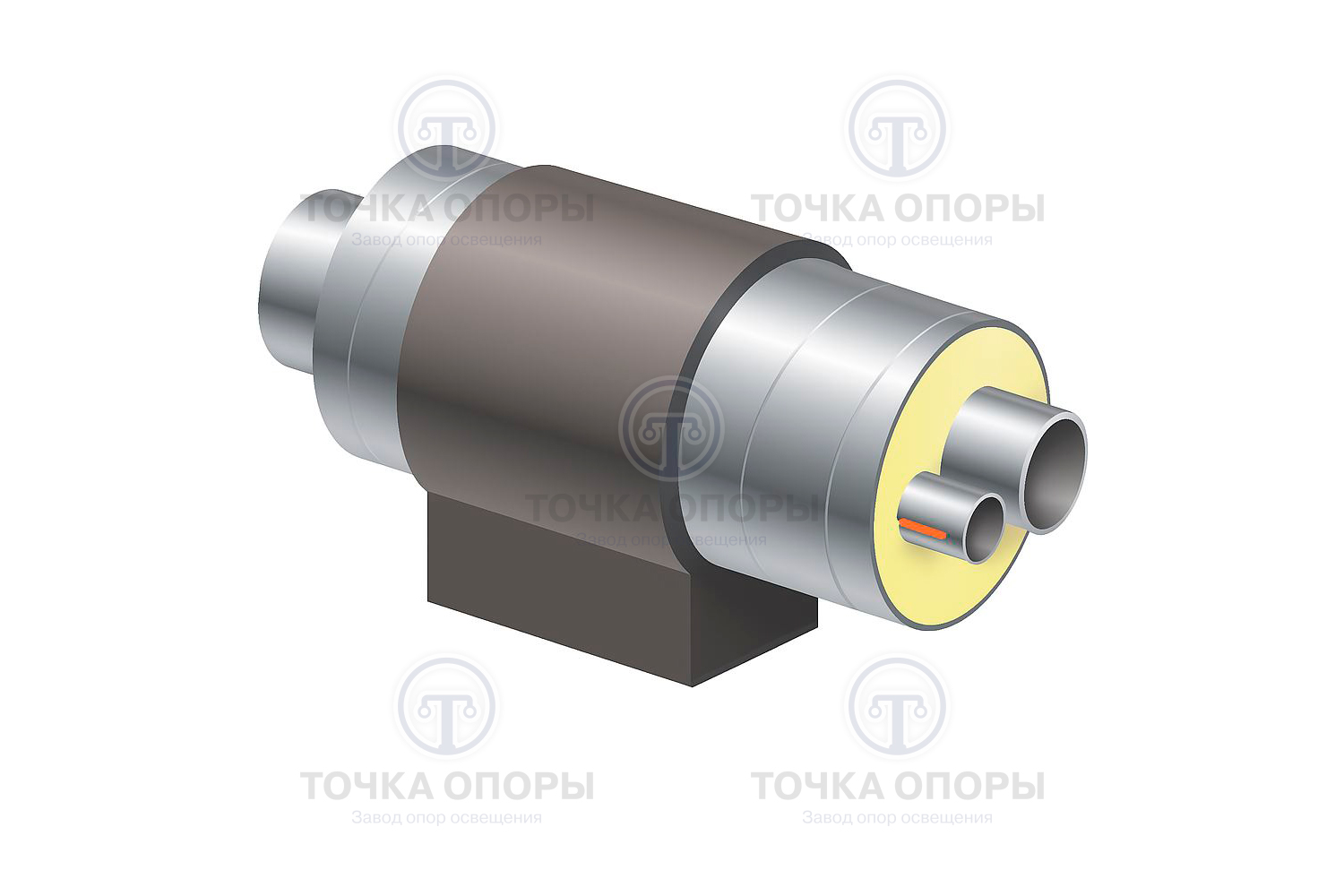 Элемент неподвижной опоры в ППУ изоляции для прокладки нескольких трубопроводов тип 4-А